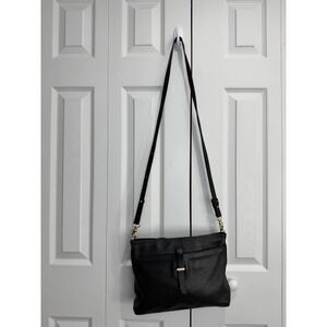 Brahmin All Day Convertible Pebbled Crossbody Shoulder Bag Women's Black Leather
